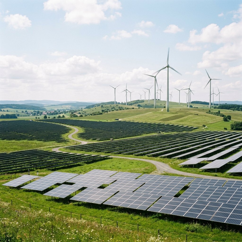 SustainX Real-World Renewable Energy Impact Solar Farm and Wind Turbines